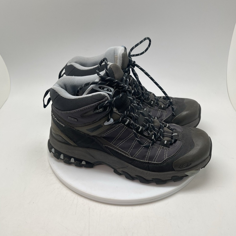 Salomon Boots Womens 8 Fastpacker Black GTX Mid 3D Chassis Hiking Trail Shoes